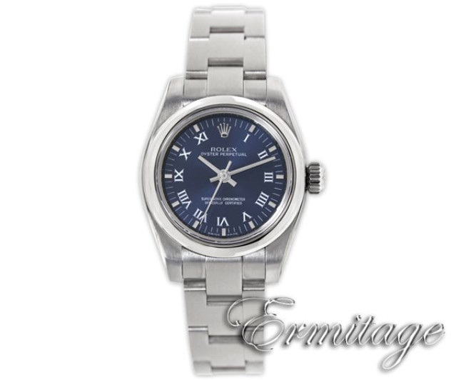 Rolex 176200 Steel on Oyster Blue with Silver Roman & Index
